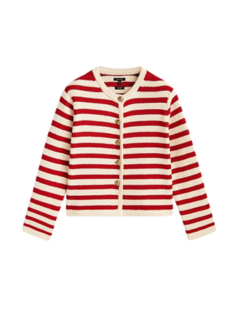 red stripe cardigan