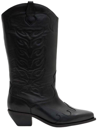 Dolly Western Leather Boots Black | ALLSAINTS US