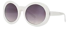 Eva White Retro Oversized Round Sunglasses