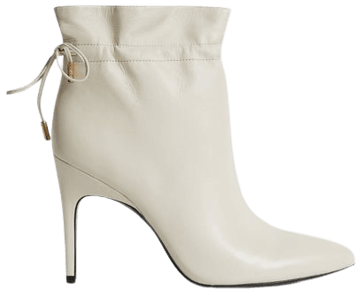 Russo White Leather Ruched Ankle Boots – REISS