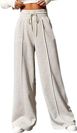 Amazon.com: SOLY HUX Women's Drawstring High Waisted Wide Leg Long Pants Casual Sweatpants Light Grey S : Clothing, Shoes & Jewelry