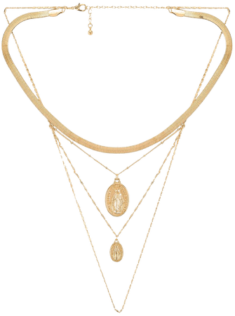 layered herringbone necklace in gold