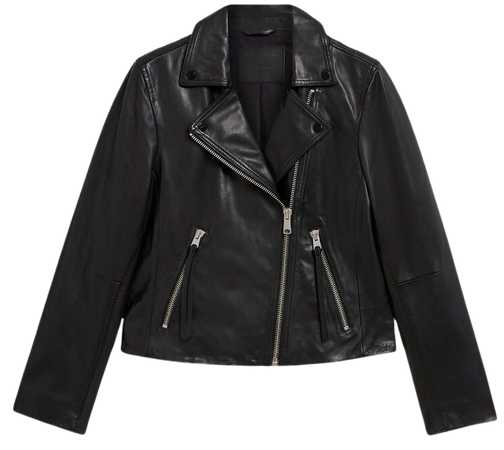 Dalby Slim Fit Leather Biker Jacket Black | ALLSAINTS US