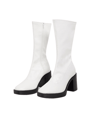 Public Desire Generate chunky sock boots in white faux croc | ASOS