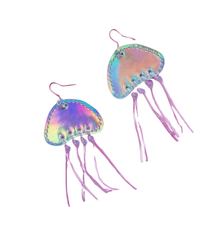 Holographic jelly fish earrings sea jelly earrings | Etsy