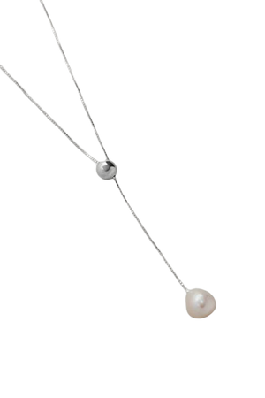 RECYCLED-SILVER PEARL NECKLACE - silver - Necklaces - COS