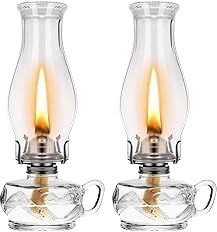 Amazon.com: 2 Pieces Chamber Oil Lamp Classic Kerosene Lamp Lantern Vintage Oil Lantern Decorative Antique Clear Hurricane Lamp with Adjustable Fire Wick for Home Indoor Use, 12.6 Inch Height, Clear: Home & Kitchen