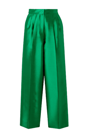 Christopher John Rogers | Pleated silk and wool-blend straight-leg pants | NET-A-PORTER.COM