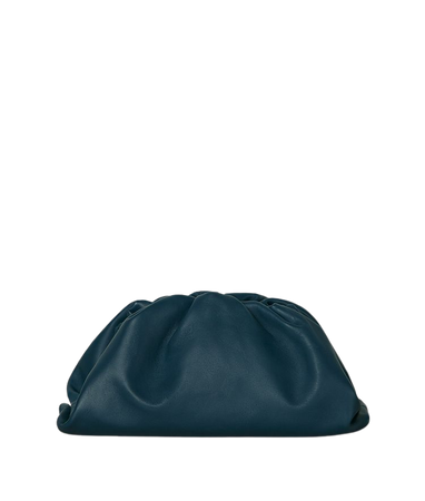 teal blue leather Bottega pouch bag