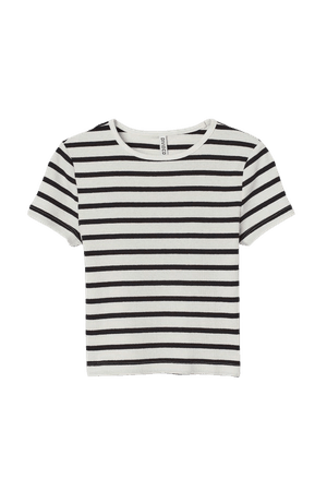 Ribbed Crop Top - White/black striped - Ladies | H&M US