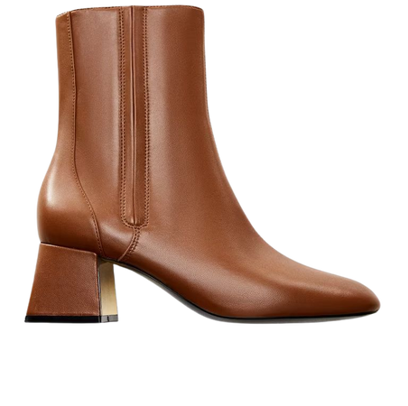 Metallic heel leather ankle boots - Women | Mango USA