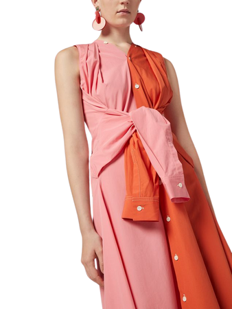 Dress In Bi Coloured Cotton Poplin With Tied Sleeves from the Marni Spring/Summer 2020 collection | Marni Online Store