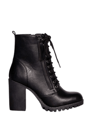 Black combat heels boots