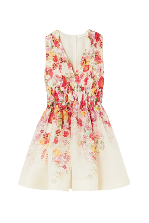 ZIMMERMANN Wonderland floral-print linen and silk-blend organza mini dress