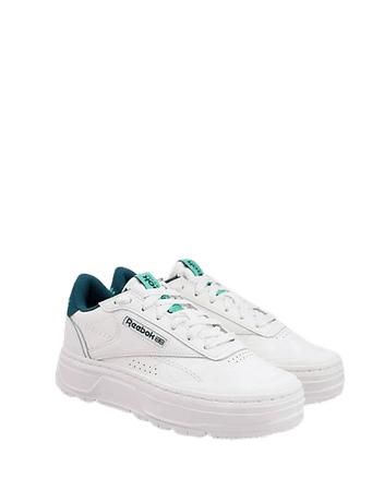 Reebok Club C Double Geo platform sneakers in white and green | ASOS