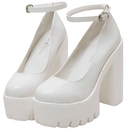 White Chunky Platform Heels