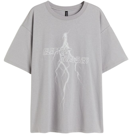 Oversized Printed T-shirt - Light gray/Electric Dreamer - Ladies | H&M US