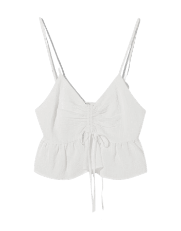 Top with straps and gathered neckline - Tees and tops - Woman | Bershka