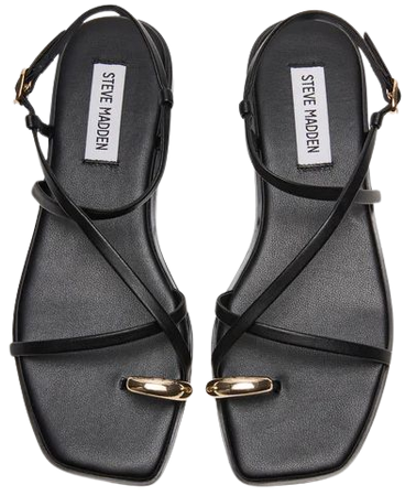 VEGA Black Strappy Flat Sandal | Women's Sandals – Steve Madden