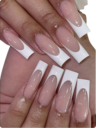 white long French tip nails
