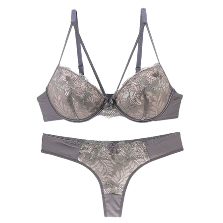 Grey and pink lingerie set