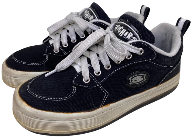 Vintage 90s SKECHERS Black Canvas Platform Sneakers... - Depop