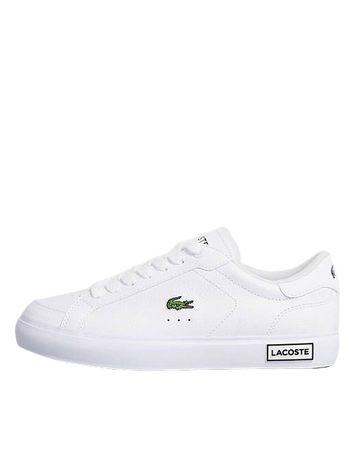 Lacoste Powercourt sneakers in triple white leather | ASOS