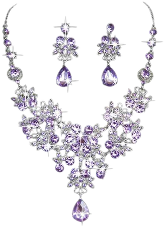 Purple necklace and earrings jewelry set