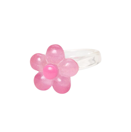 Clear Glitter Flower Resin Ring - Pink | Claire's