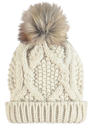 Oversized Faux Fur Bobble Hat – Cream – Matalan