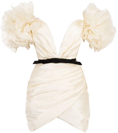 Clothing : Structured Dresses : 'Agatha' Ivory Organza Mini Dress