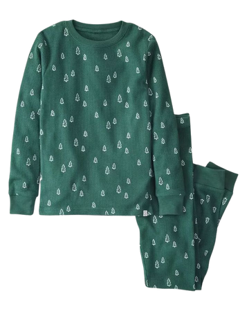 Christmas Tree Print Adult Recycled Waffle Knit Pajamas Set | carters.com