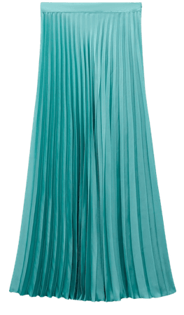 SATIN EFFECT PLEATED SKIRT - Light turquoise | ZARA United States