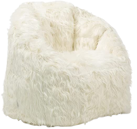 Big Joe Milano Bean Bag Chair, Ivory Shag Fur, 2.5ft : Home & Kitchen