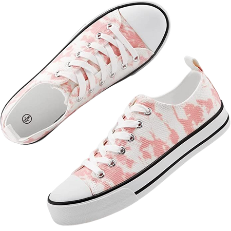 Amazon.com | Women's Canvas Shoes Low Cut Canvas Sneaker Casual Walking Shoes (White Mono.US10) | Fashion Sneakers
