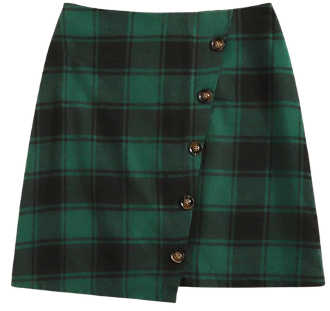 Green plaid mini skirt