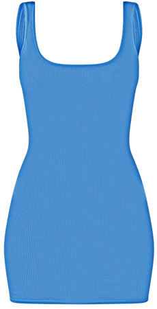 Blue Square Neck Low Back Rib Bodycon Dress | PrettyLittleThing USA