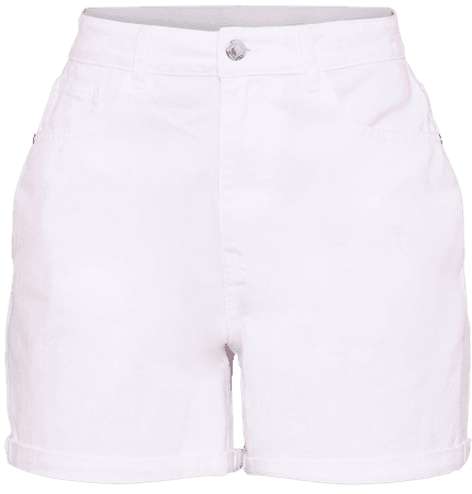 Recycled White High Waist Turn Up Mom Denim Shorts | PrettyLittleThing USA