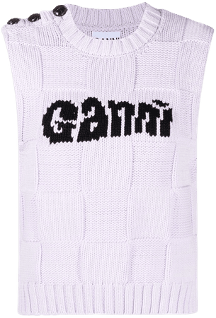 GANNI Logo checkboard-knitted Vest - Farfetch