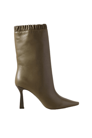 Lina Leather Ankle Boots - Army green