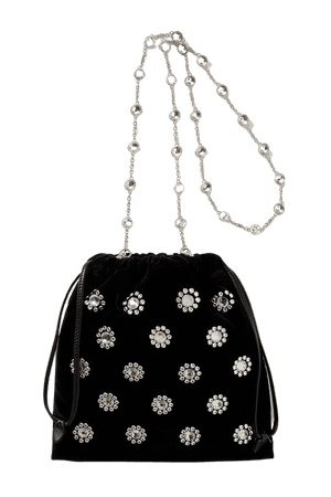 Black Crystal-embellished velvet clutch | Miu Miu | NET-A-PORTER
