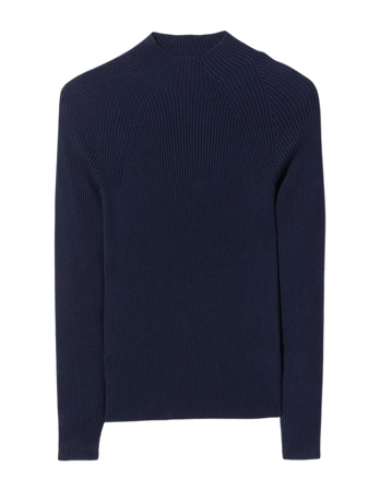 Ribbed High Neck Sweater - Navy | Boden US