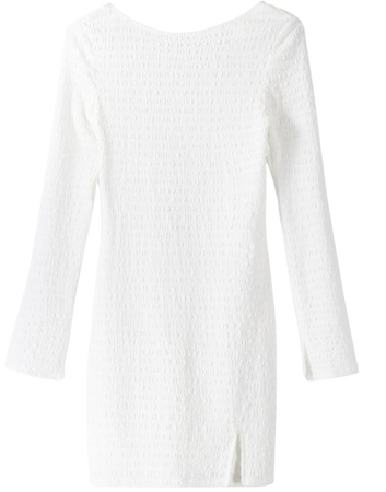 Waffle-knit long sleeve mini dress - New - Women | Bershka