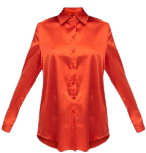 Orange Satin Button Front Shirt | Tops | PrettyLittleThing USA