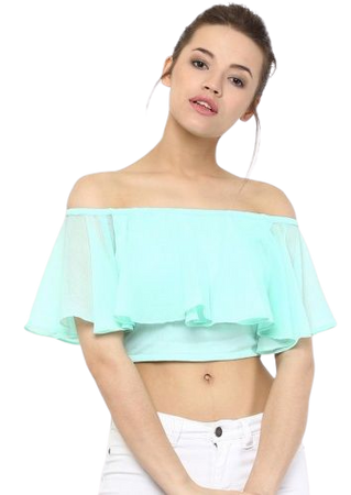 Buy Miss Chase Light Blue Solid Polyester Crop Top online | Looksgud.in