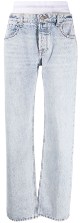 Shop Alexander Wang logo-waistband straight-leg jeans with Express Delivery - FARFETCH