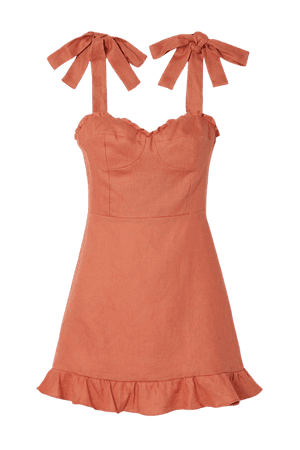 Orange Desiree ruffled linen mini dress | REFORMATION | NET-A-PORTER