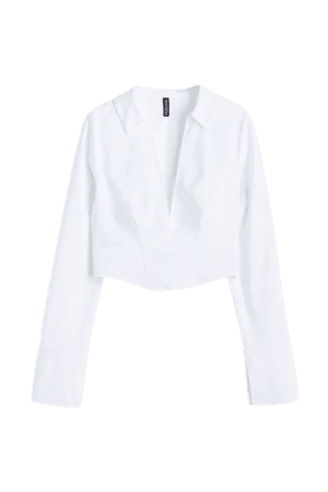 Corset-style V-neck Shirt - White - Ladies | H&M US