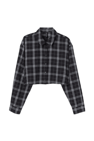 Crop Shirt - Black/white plaid - Ladies | H&M US