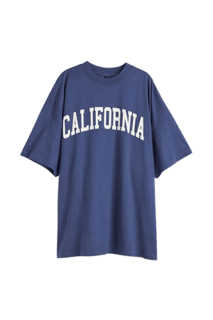 Oversized Printed T-shirt - Dark blue/California - Ladies | H&M US